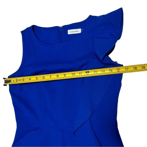 NWT Calvin Klein Cobalt Blue Mini Dress Sleeveless Asymmetrical Dark Blue Dress - Picture 9 of 10